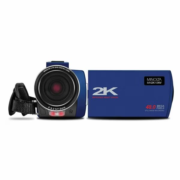 MN2K10NV 2.7K Quad HD 16x Digital Zoom IR Night Vision Video Camcorder Blue, Minolta, Mfr#: MN2K10NV-BL